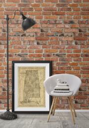 Alabama Map Antique Of Restoration Decorator Style Map Large Old Wall Home Decor Office Art Print - thumbnail 1