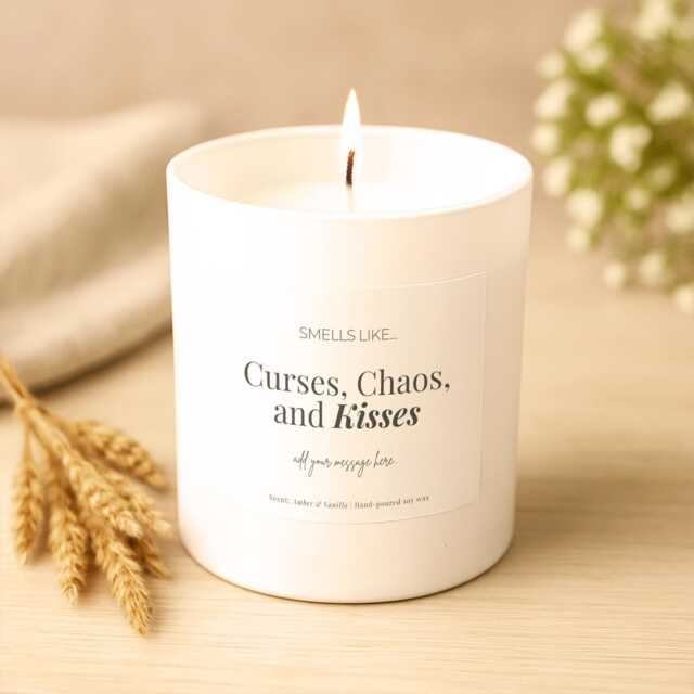 Curses & Kisses Candle - Fantasy Romance Bookish Gift Spicy Book Tropes For Readers Scentily Soy - image 1