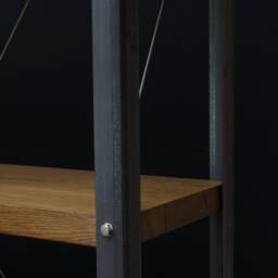 Konk ??? Classic Industrial Bookcase [Five Shelf] Bespoke Sizes Available Modern Oak & Steel Tension Wire Shelving Unit - thumbnail 3