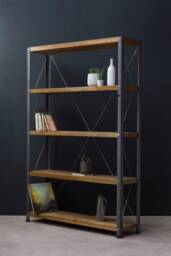 Konk ??? Classic Industrial Bookcase [Five Shelf] Bespoke Sizes Available Modern Oak & Steel Tension Wire Shelving Unit