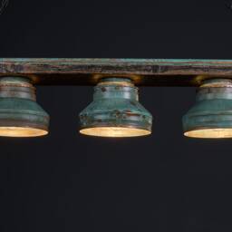 Industrial Lighting , Copper Lamp , Patina Light Fixture , Rustic Chandelier Farmhouse , Pendant Light, Three Bulbs - thumbnail 3