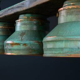 Industrial Lighting , Copper Lamp , Patina Light Fixture , Rustic Chandelier Farmhouse , Pendant Light, Three Bulbs - thumbnail 2