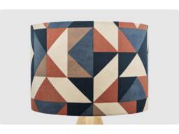 Handmade Lampshade Rust Terracotta Navy Geometric Abstract Fabric Drum, Retro Mid Century Light Shade Table/Floor Lamp Ceiling Pendant