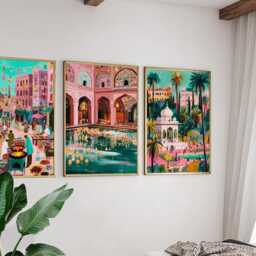 Set Of 3 Lahore Posters, Pakistan Travel Wall Art, City Landscape Print Set, Modern Artwork, Cultural Home Decor, Warm Earth Tone Style - thumbnail 4