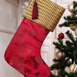 Burgundy Christmas Stocking With Gold Cuff - thumbnail 3