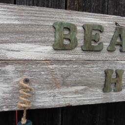 Beach House Sign ~ Reclaimed Weathered Wood Wall Hanging Floats Buoy Rustic Distressed Nautical Decor ~Ocean Sea Coastal - thumbnail 2