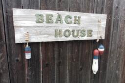 Beach House Sign ~ Reclaimed Weathered Wood Wall Hanging Floats Buoy Rustic Distressed Nautical Decor ~Ocean Sea Coastal