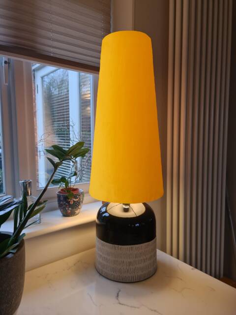 Sunflower Yellow Extra Tall Cone Lampshade in Velvet, 50cm Height - image 1