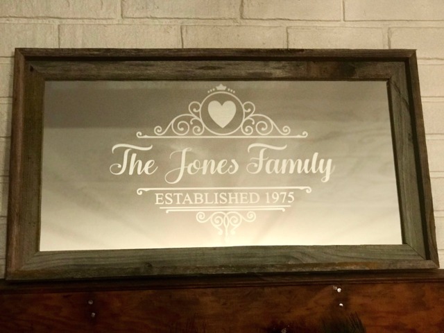Custom Personalized Family Barnwood Mirror, Large Bar Monogram Engraved Barn Wood Mirror - image 1