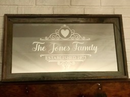 Custom Personalized Family Barnwood Mirror, Large Bar Monogram Engraved Barn Wood Mirror - thumbnail 1