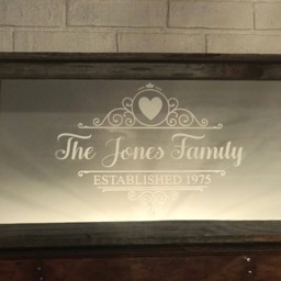 Custom Personalized Family Barnwood Mirror, Large Bar Monogram Engraved Barn Wood Mirror - thumbnail 2
