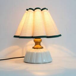 Handmade Burlap Scallop Lamp Shade Green Trim, Custom Made For Home Gift-5# - thumbnail 4