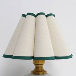 Handmade Burlap Scallop Lamp Shade Green Trim, Custom Made For Home Gift-5# - thumbnail 1