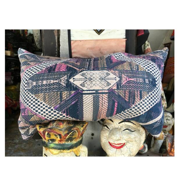 Vintage Handmade Tribal White Thai Textile Silk Cotton Pillow Cover in The Central Of Vietnam - image 1