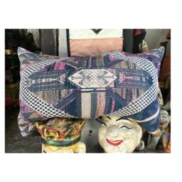 Vintage Handmade Tribal White Thai Textile Silk Cotton Pillow Cover in The Central Of Vietnam - thumbnail 1