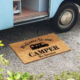 Welcome To Our Camper Coir Doormat - Rv Motorhome Door Mat Personalised Accessories Custom Family Camping Gift Rug - thumbnail 1