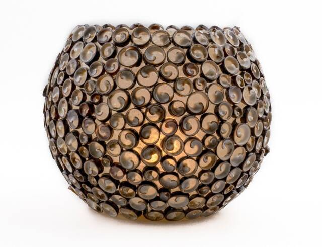 Wind Light Handmade in Spain-Fracture Solid Fiberlascubus With Shells Snail Shape - Color Black - image 1