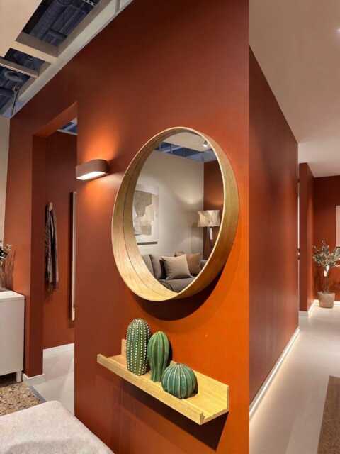 Round Deep Frame Wood Wall Mirror, Oak Or Walnut, Hallway & Bathroom Mirror - image 1