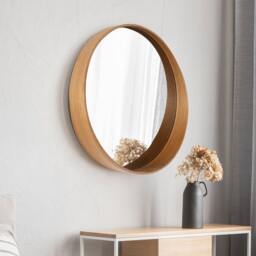 Round Deep Frame Wood Wall Mirror, Oak Or Walnut, Hallway & Bathroom Mirror - thumbnail 2