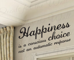 Happiness Conscious Choice Not Automatic Response Inspirational Vinyl Large Wall Decal Lettering Decoration Quote Decor Sticker Art J46 - thumbnail 1