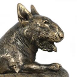 Bull Terrier - Lying Happy, Dog Wooden Base Statue, Limited Edition, Artdog - thumbnail 3