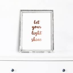 Rose Gold Foil Print Let Your Light Shine, Motivational Wall Art - thumbnail 3