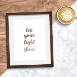 Rose Gold Foil Print Let Your Light Shine, Motivational Wall Art - thumbnail 2