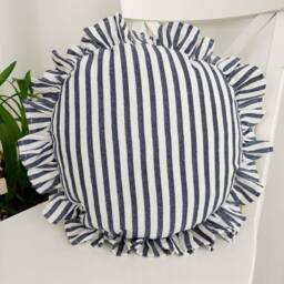 Bohemian Striped Linen Pillow Cover Round Frill Edge Accent - thumbnail 3