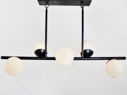 Linear Brass Chandelier, Modern Trapeze Pendant Light, Kitchen Island Lighting - thumbnail 1