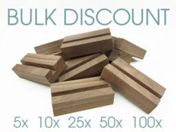 Bulk Pack Of Wood Business Card Holder From Walnut Or Oak. Dark & Oak Holder. Corporate Paper Stand
