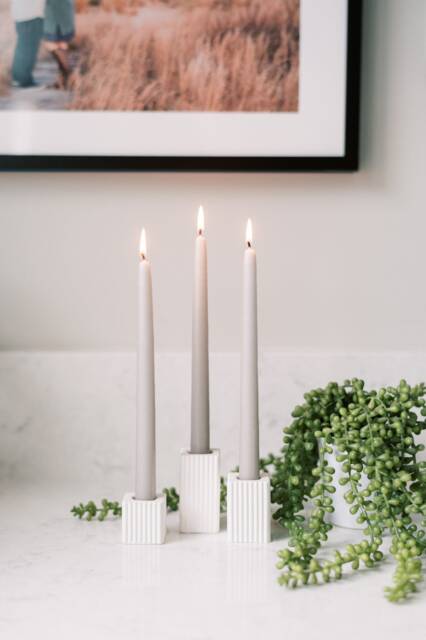Square Ribbed Concrete Taper Candle Holder - image 1