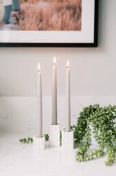 Square Ribbed Concrete Taper Candle Holder - thumbnail 1