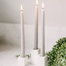 Square Ribbed Concrete Taper Candle Holder - thumbnail 4