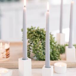 Square Ribbed Concrete Taper Candle Holder - thumbnail 4