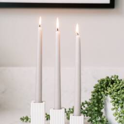 Square Ribbed Concrete Taper Candle Holder - thumbnail 3