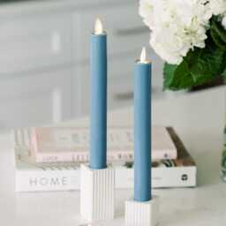 Square Ribbed Concrete Taper Candle Holder - thumbnail 3