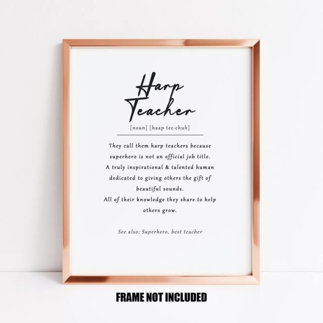 Harp Teacher Definition Art Print, Gift For Harp Teacher, Music Gift, Players Wall Art, Classroom - image 1