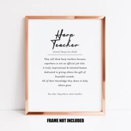 Harp Teacher Definition Art Print, Gift For Harp Teacher, Music Gift, Players Wall Art, Classroom - thumbnail 1