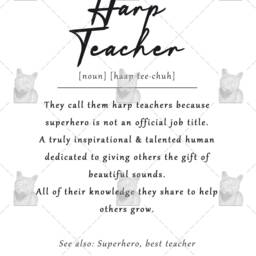 Harp Teacher Definition Art Print, Gift For Harp Teacher, Music Gift, Players Wall Art, Classroom - thumbnail 2