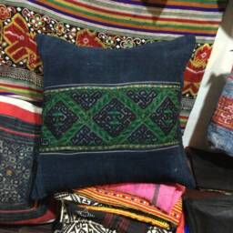 Vintage Handmade Tribal Blackhmong Embroidered Cotton Pillow Cover - thumbnail 1