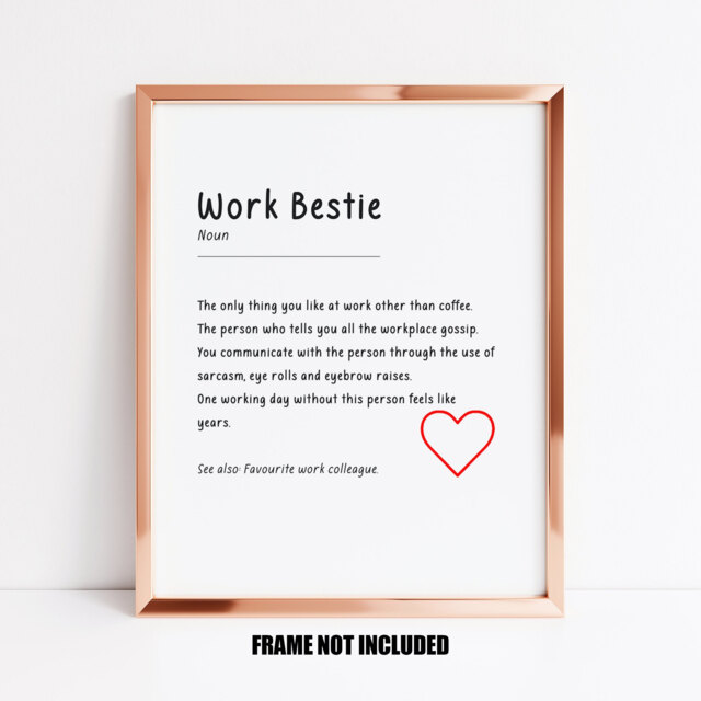 Work Bestie Definition Print, Gift, Favourite Work Colleague Present, Funny Co Worker Leaving Gift - image 1