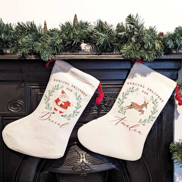 Personalised Christmas Stocking, Name Custom Family Children's Stockings, Holiday Stockings - image 1