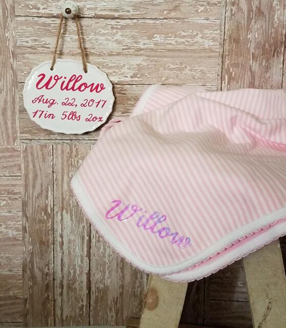 Personalized Baby Plaque & Blanket - image 1