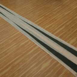 Handmade Block Print Cotton Runner Rug, Green Striped Kilim - thumbnail 2
