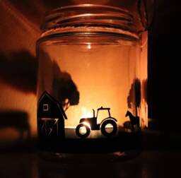 Farm/Countryside Silhouette Jar - Tealight Holder Storage Jar. Themed Candle Holder. Farmer Gift. Stocking Filler - thumbnail 1