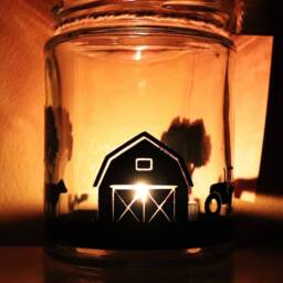 Farm/Countryside Silhouette Jar - Tealight Holder Storage Jar. Themed Candle Holder. Farmer Gift. Stocking Filler - thumbnail 3