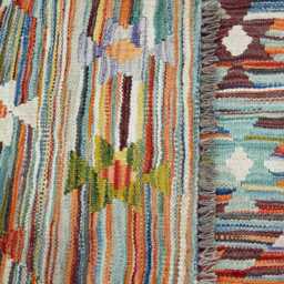 Nordic Kilim Rug, Modern Artisan Scandinavian Afghan Turkish Abstract Art Wool Rug 149x91 cm - thumbnail 3
