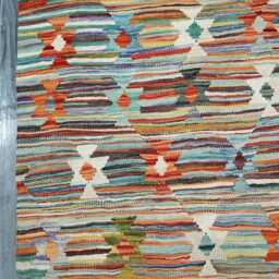 Nordic Kilim Rug, Modern Artisan Scandinavian Afghan Turkish Abstract Art Wool Rug 149x91 cm - thumbnail 4