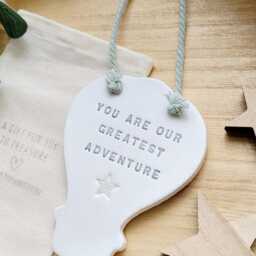 You Are Our Greatest Adventure, Hot Air Balloon New Baby Gift, Dream Big Nursery Decor, Newborn You're So Loved Clay Keepsake - thumbnail 2