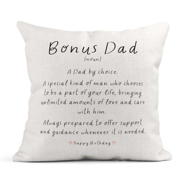 Bonus Dad Birthday Cushion, Gift For Step Dad, Meaning Of A - image 1